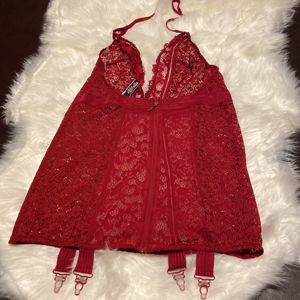 VS NWT Victoria’s Secret red very sexy lace garter slip size L large lingerie - Picture 3 of 8